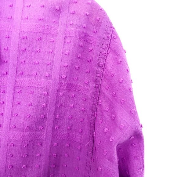 RAFAELLA Audree Window Print Dobby Long Sleeve Button-Down Tunic Top Fuchsia L - Picture 5 of 11